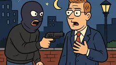 Joke: Late one night, a mugger jumps