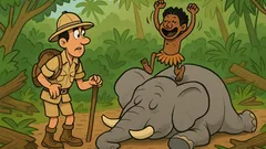 Joke: An adventurer spots giant tracks in jungle